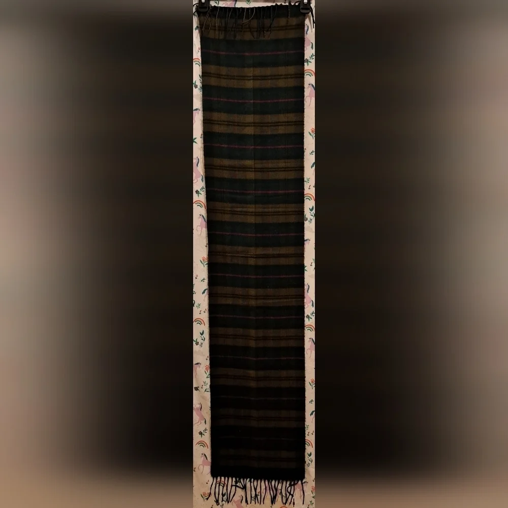 Vintage Dior Forest Green & Mocha Plaid Cashmaire Casual Unisex Scarf Wrap